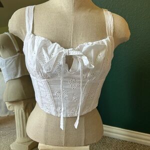 white eyelet corset top